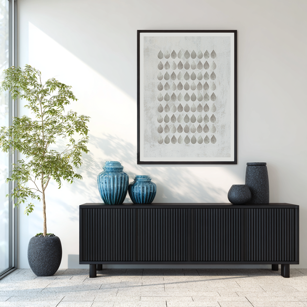 SET OF THREE - GEOMETRIC GREY ART PRINT