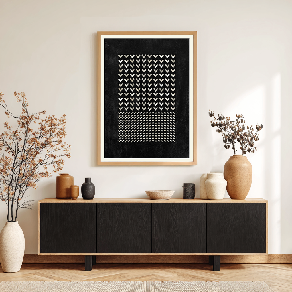 SET OF FOUR - GEOMETRIC BLACK ART PRINT