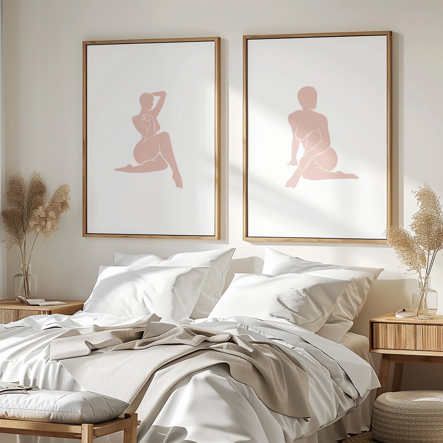 SET OF TWO - BLUSHING SILHOUETTE ART PRINTS
