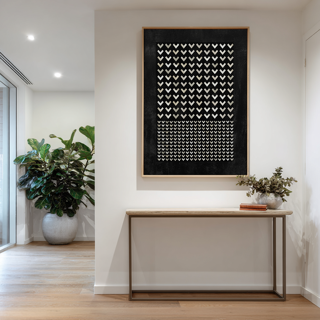SET OF FOUR - GEOMETRIC BLACK CANVAS