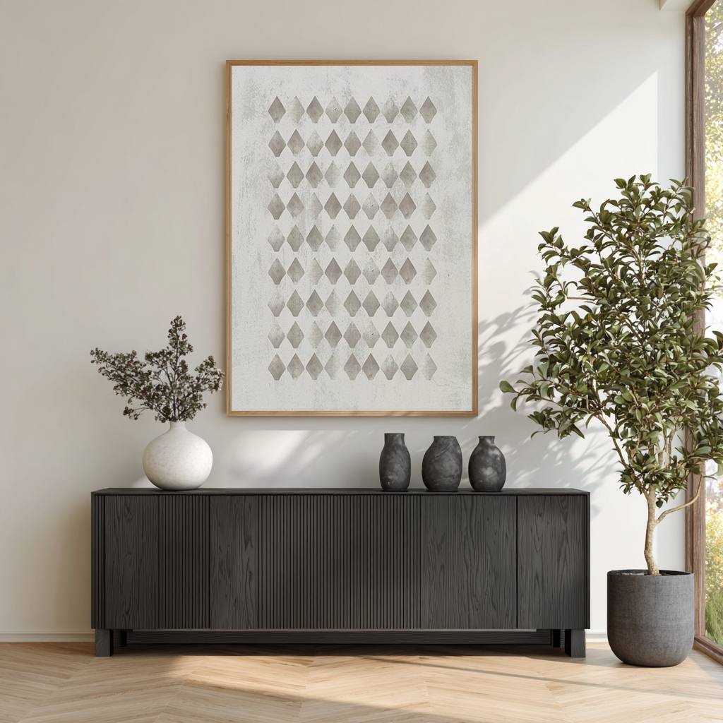 SET OF THREE - GEOMETRIC GREY CANVAS