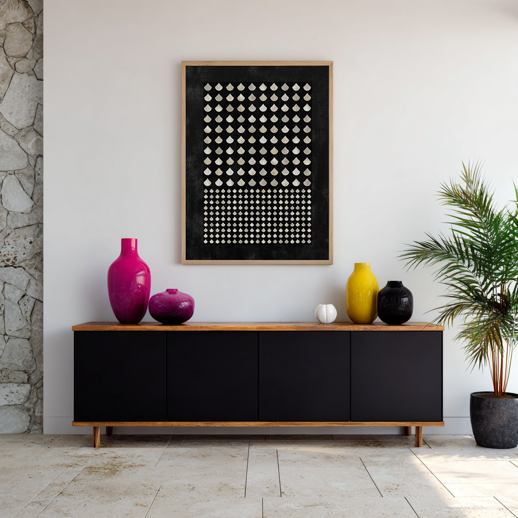 SET OF FOUR - GEOMETRIC BLACK CANVAS