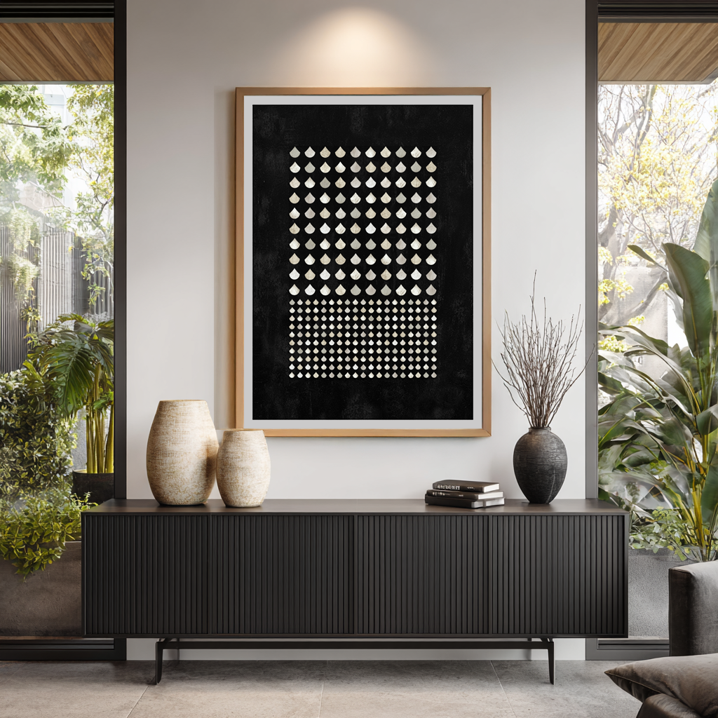 SET OF FOUR - GEOMETRIC BLACK ART PRINT