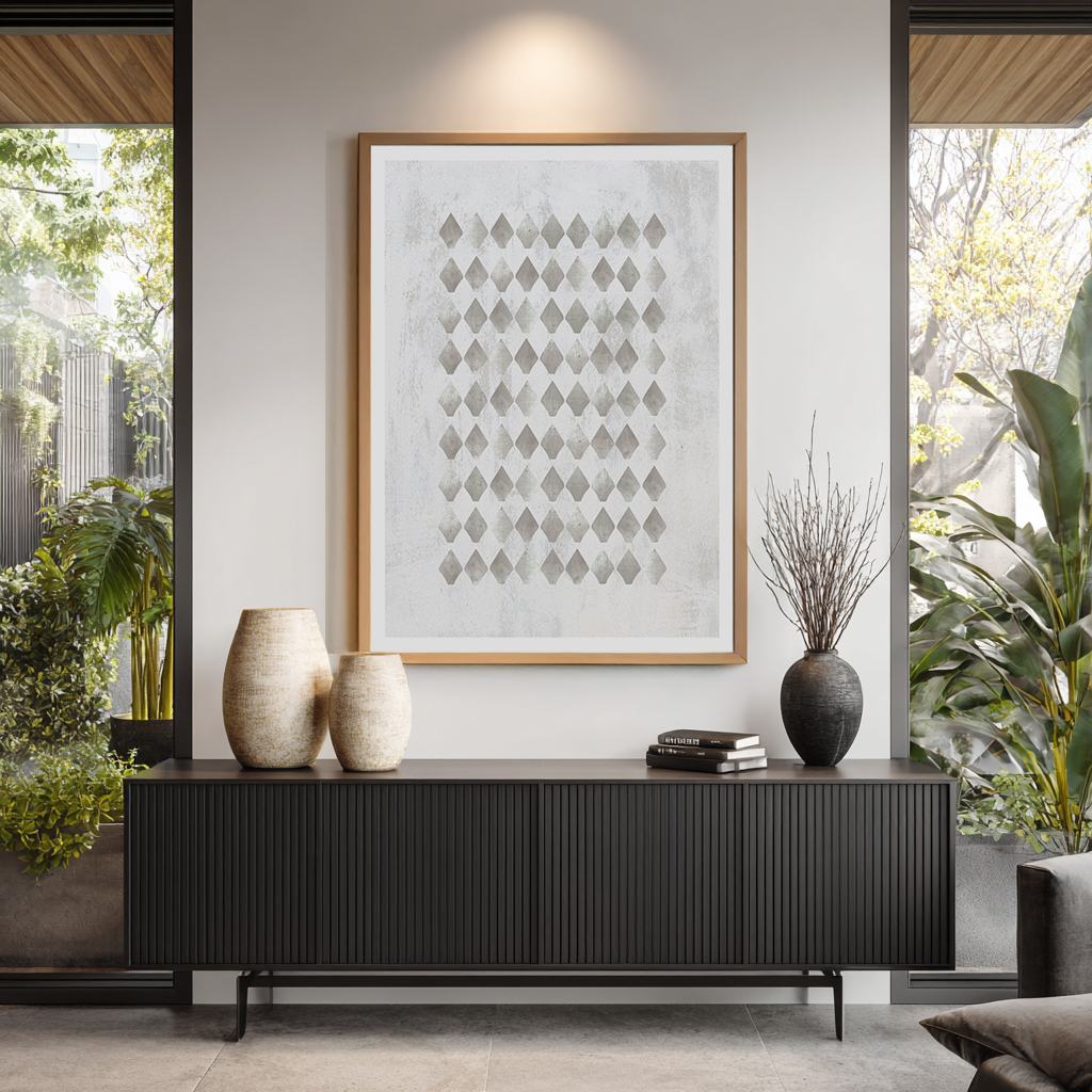 SET OF THREE - GEOMETRIC GREY ART PRINT