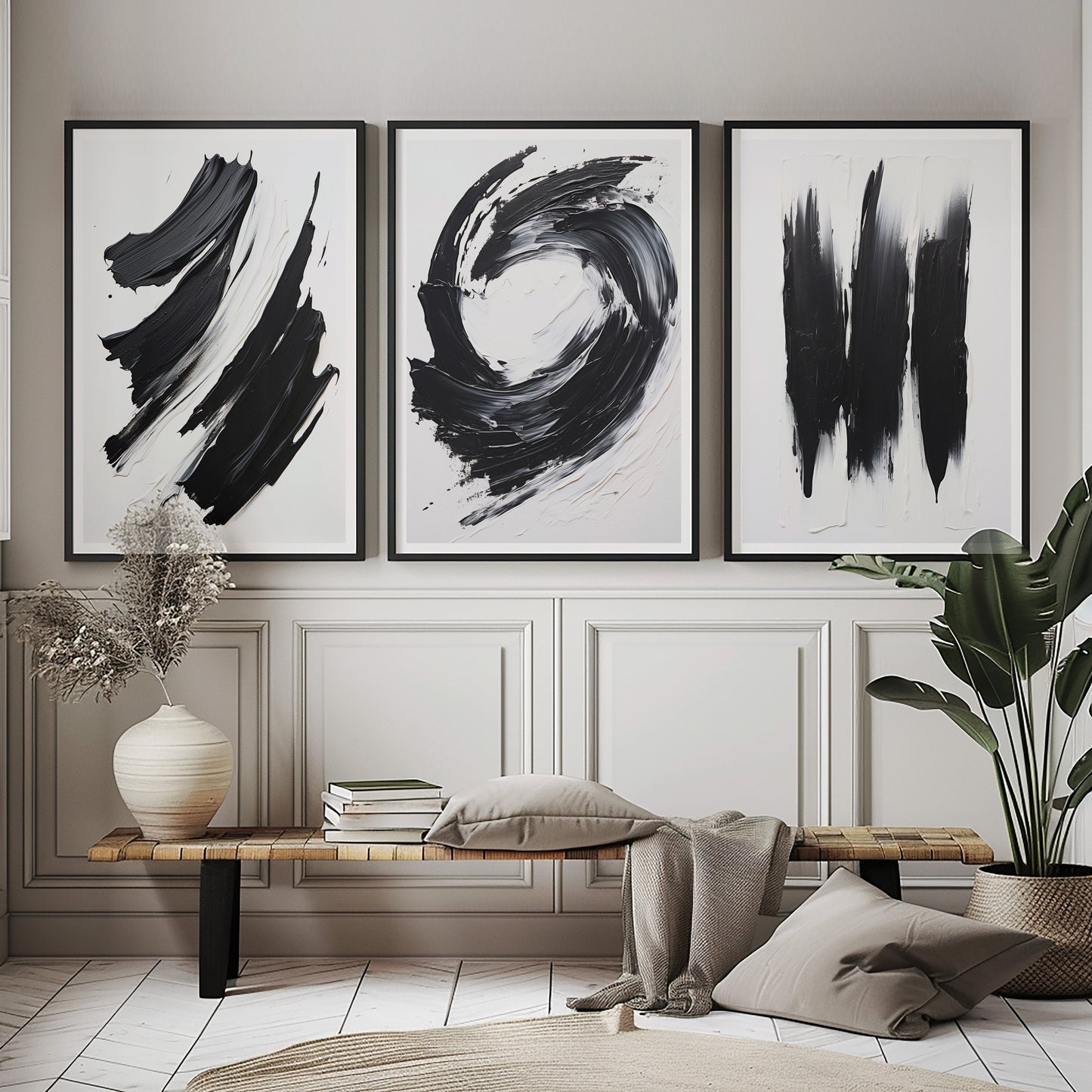 SET OF THREE - MONOCHROME ART PRINTS