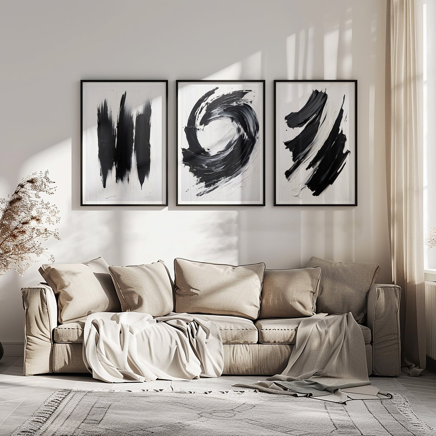 SET OF THREE - MONOCHROME ART PRINTS