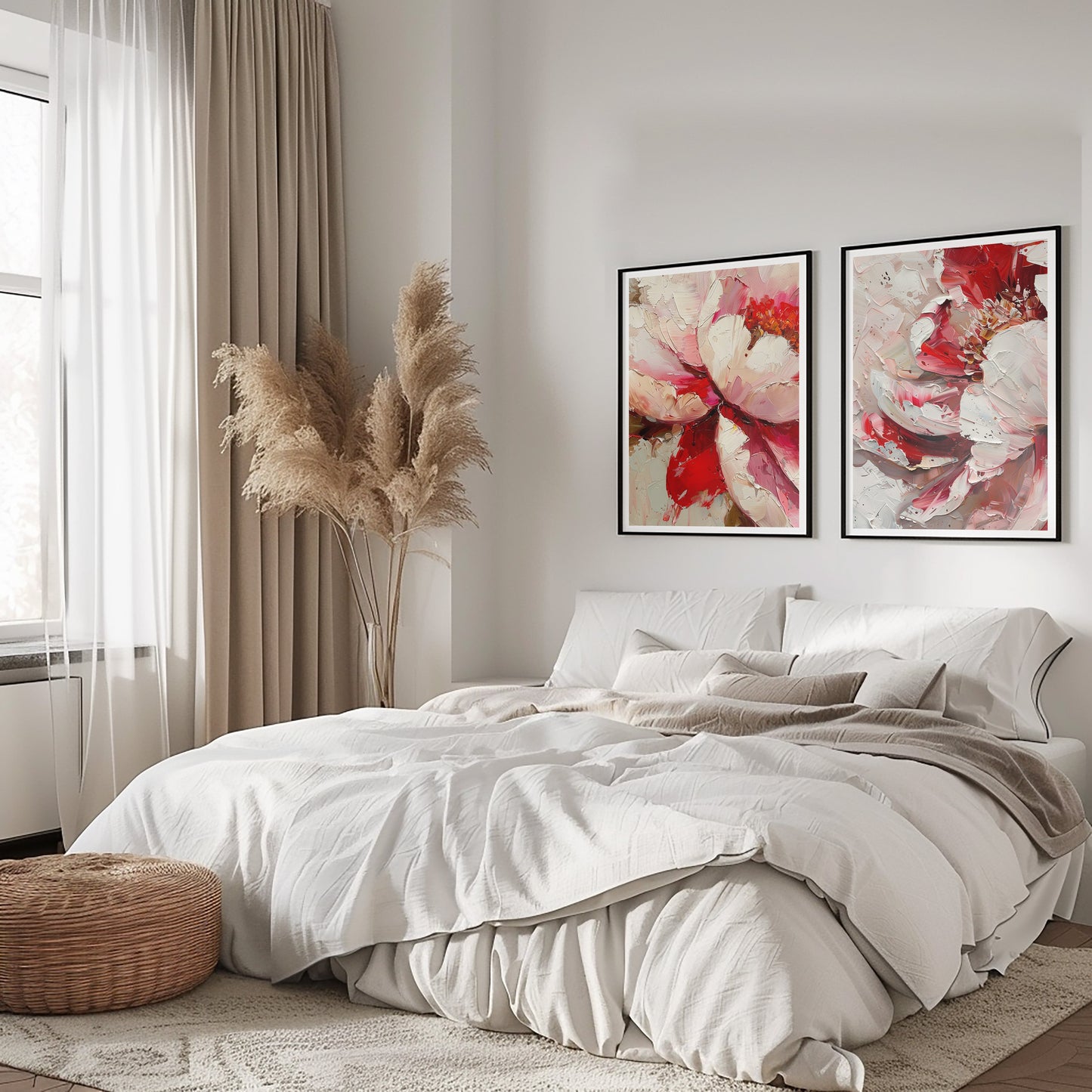SET OF TWO - PINK PEONY ART PRINTS