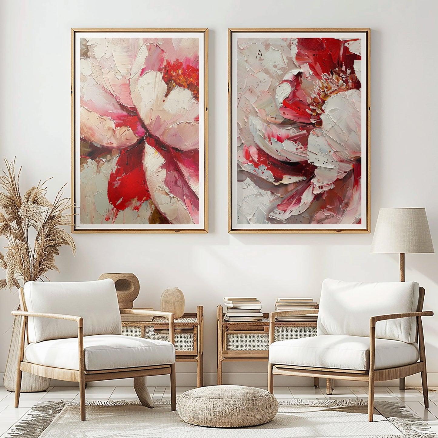 SET OF TWO - PINK PEONY ART PRINTS