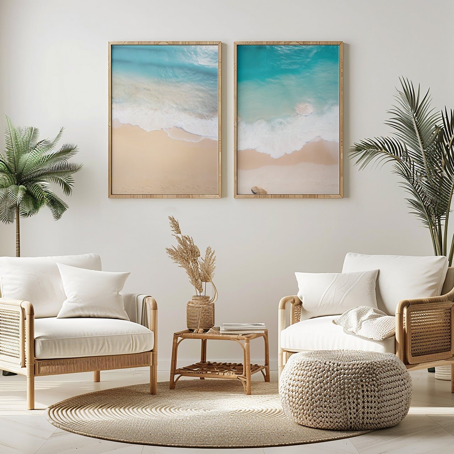 SET OF TWO - SEA FOAM CANVAS