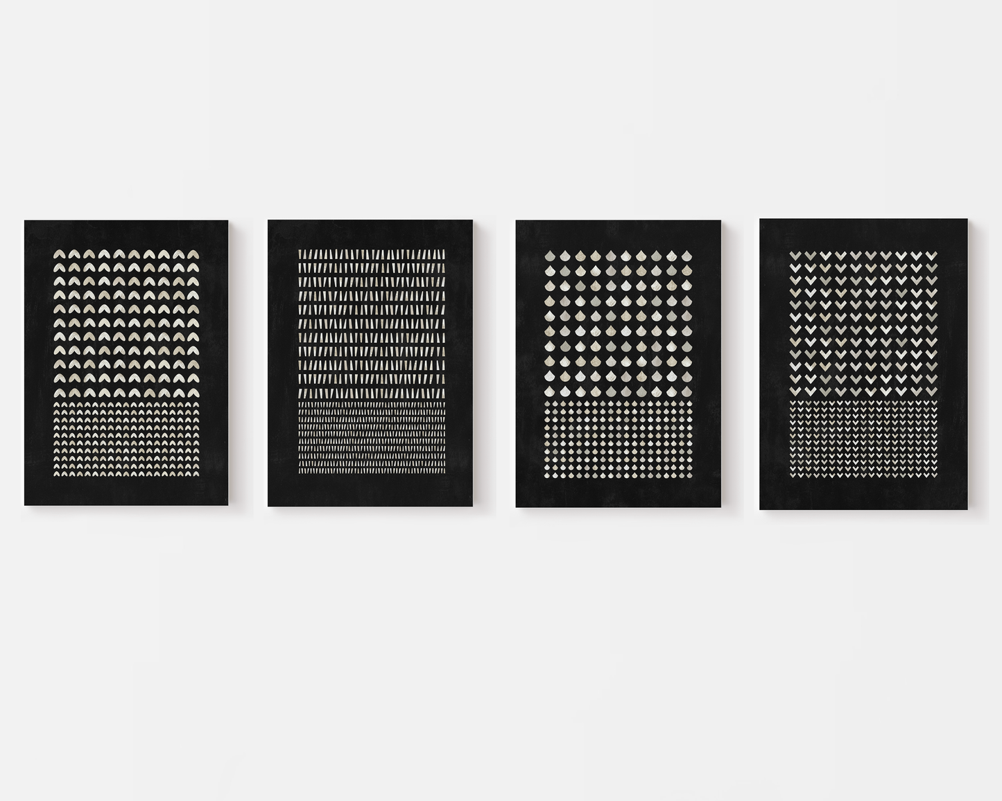 SET OF FOUR - GEOMETRIC BLACK CANVAS