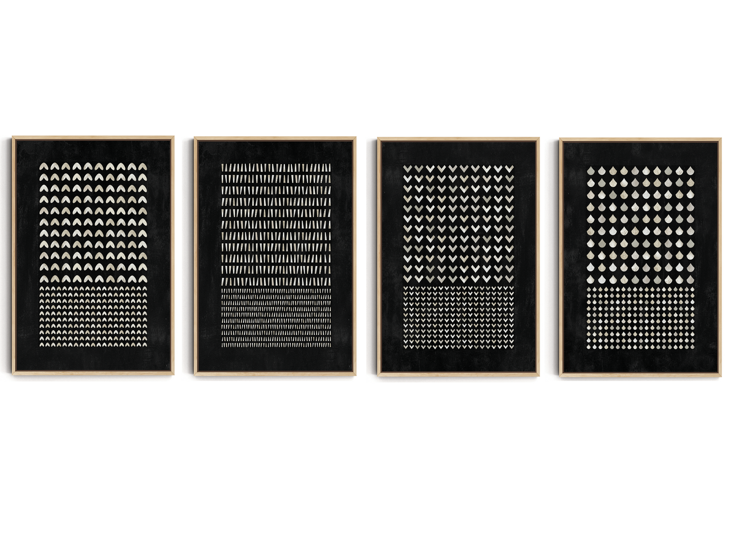 SET OF FOUR - GEOMETRIC BLACK CANVAS