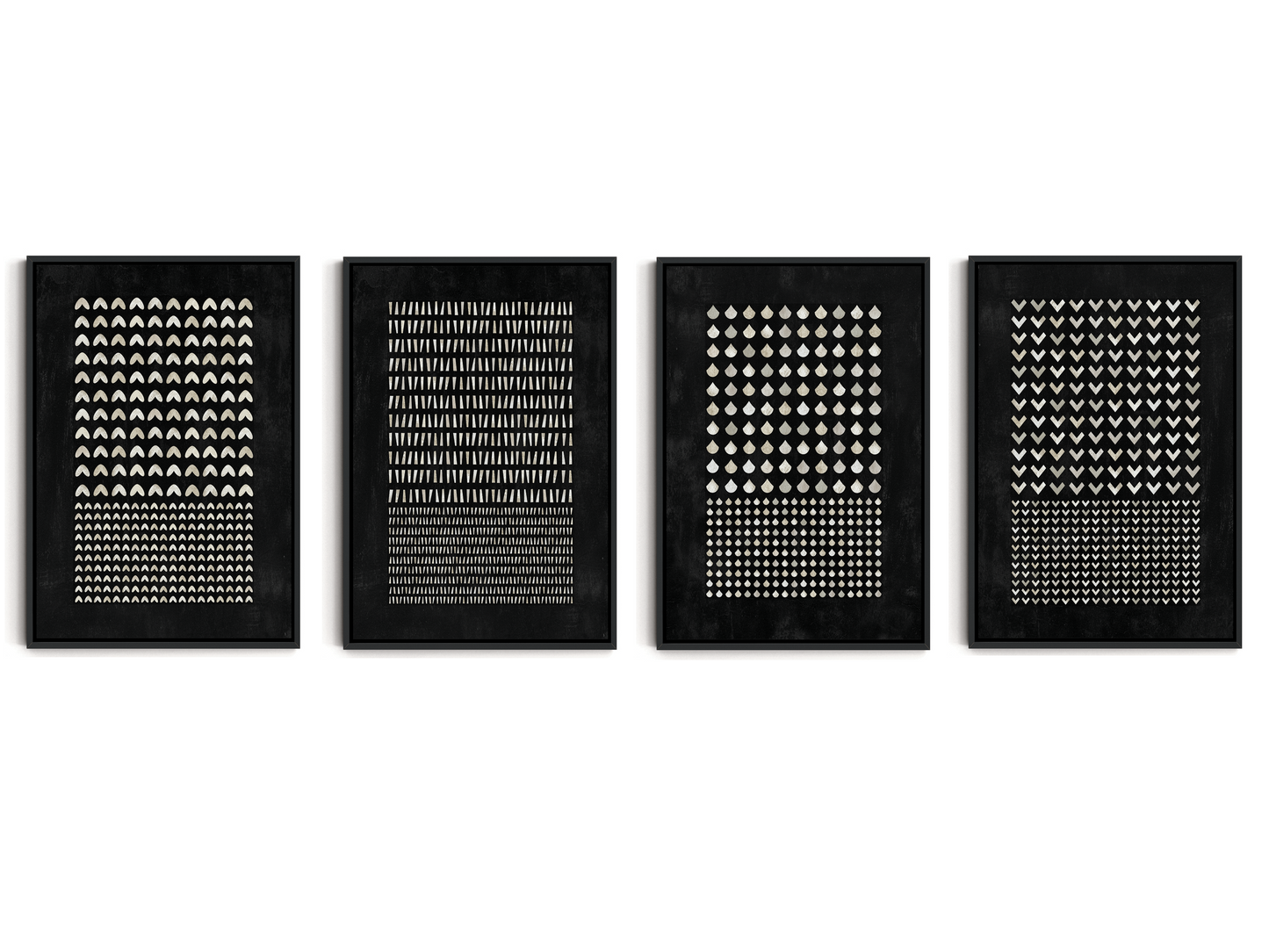 SET OF FOUR - GEOMETRIC BLACK CANVAS