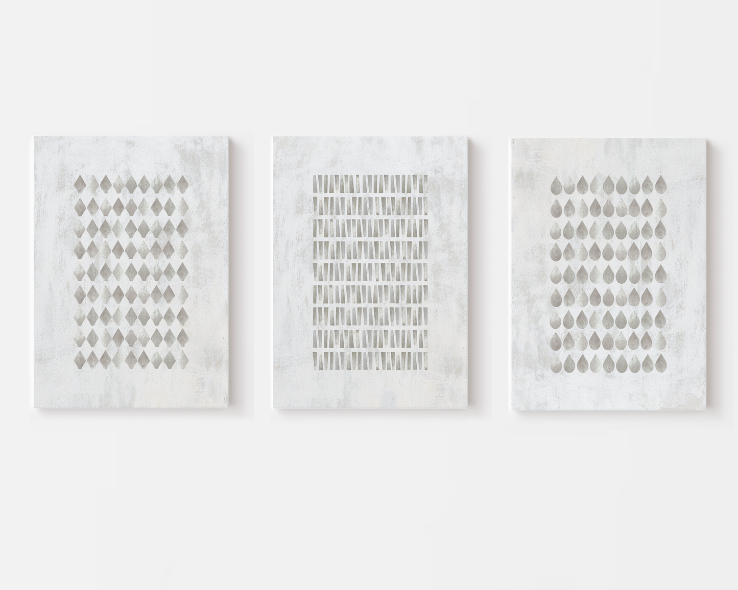 SET OF THREE - GEOMETRIC GREY CANVAS