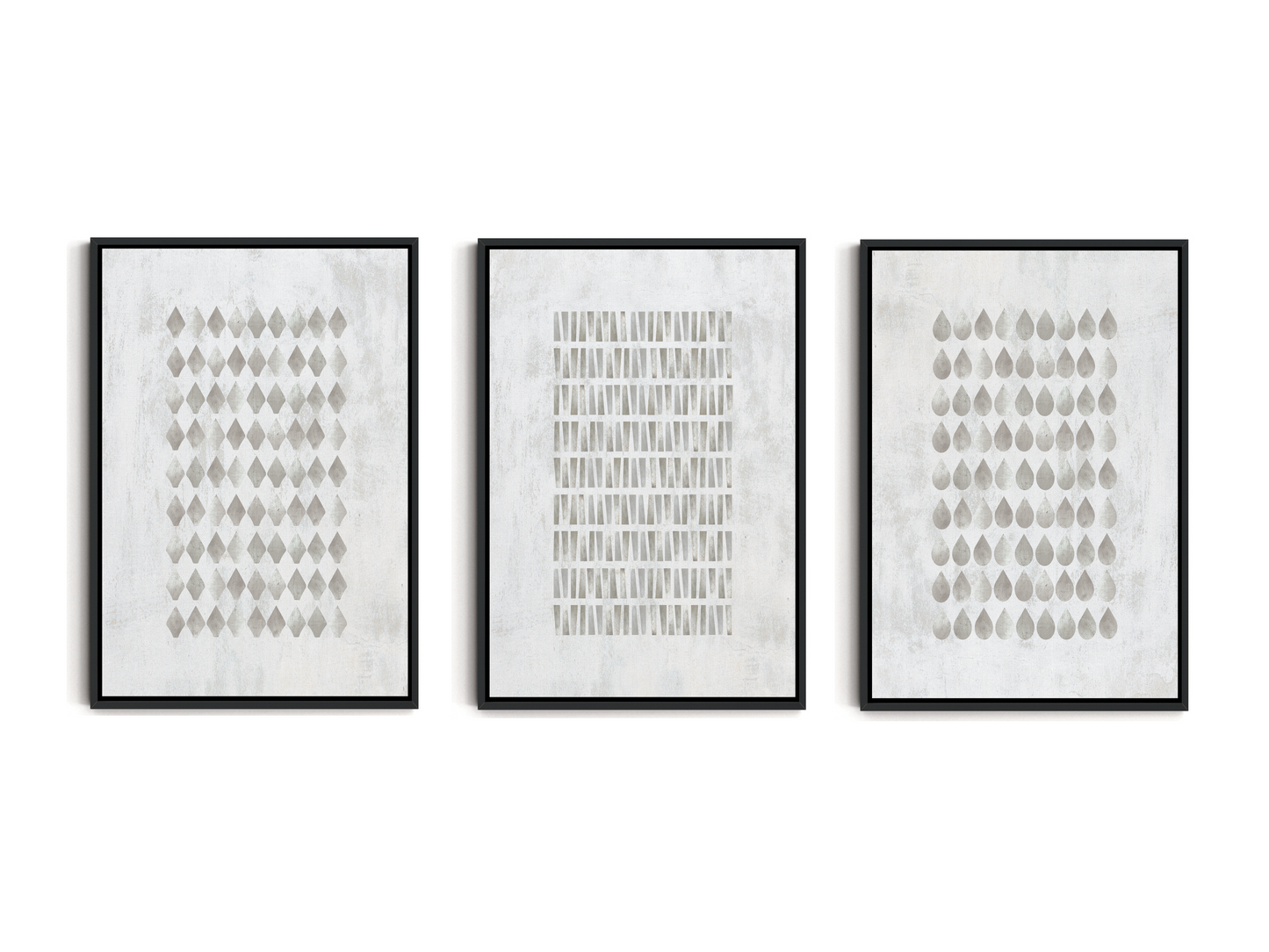 SET OF THREE - GEOMETRIC GREY CANVAS