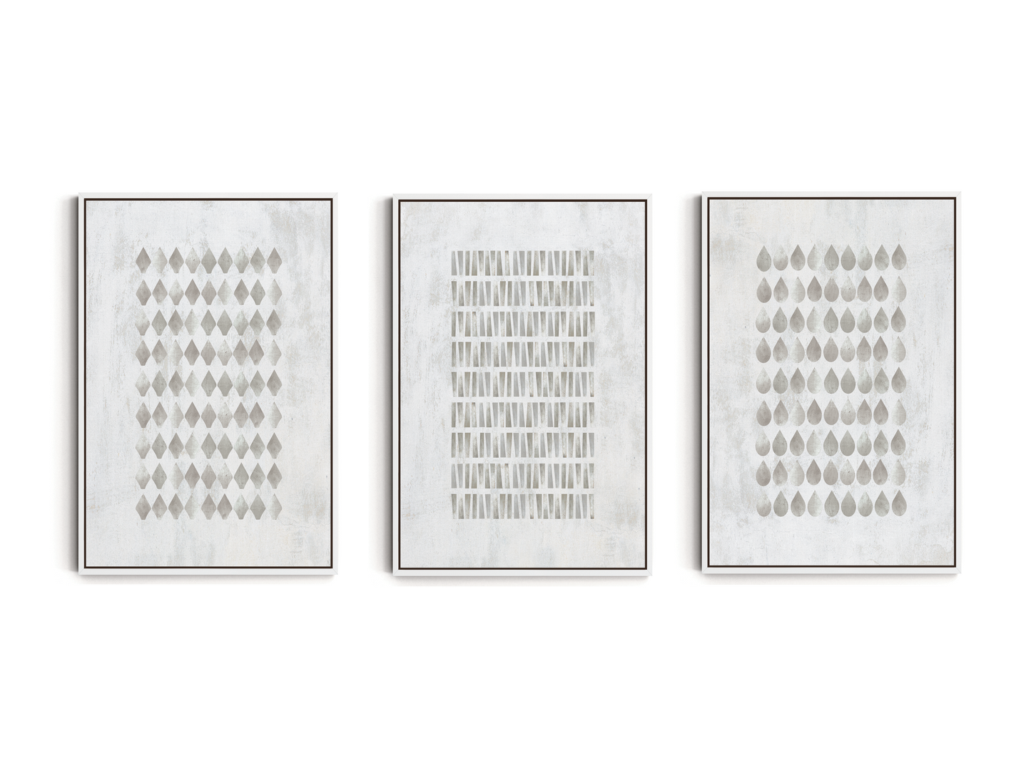 SET OF THREE - GEOMETRIC GREY CANVAS