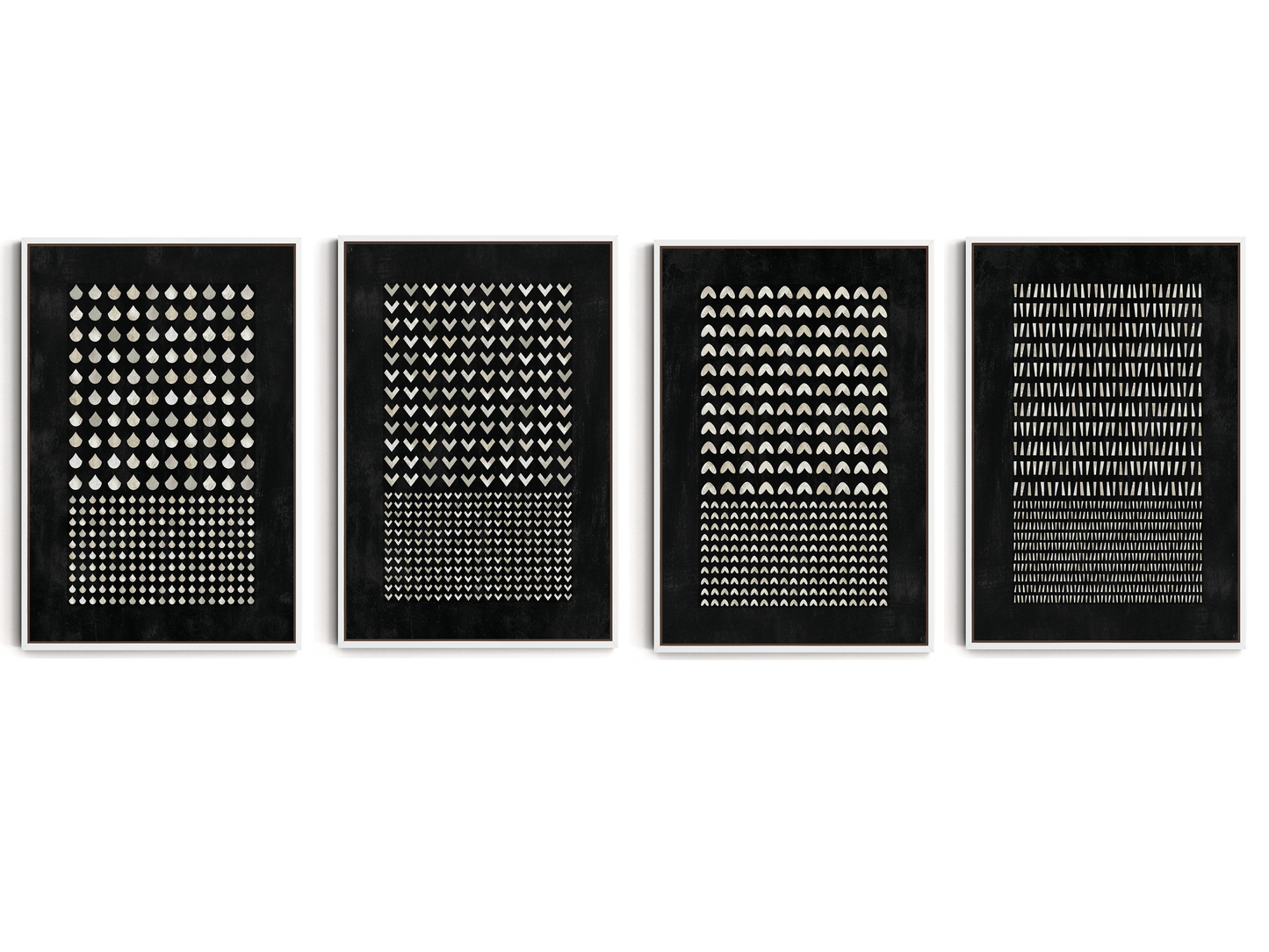 SET OF FOUR - GEOMETRIC BLACK CANVAS