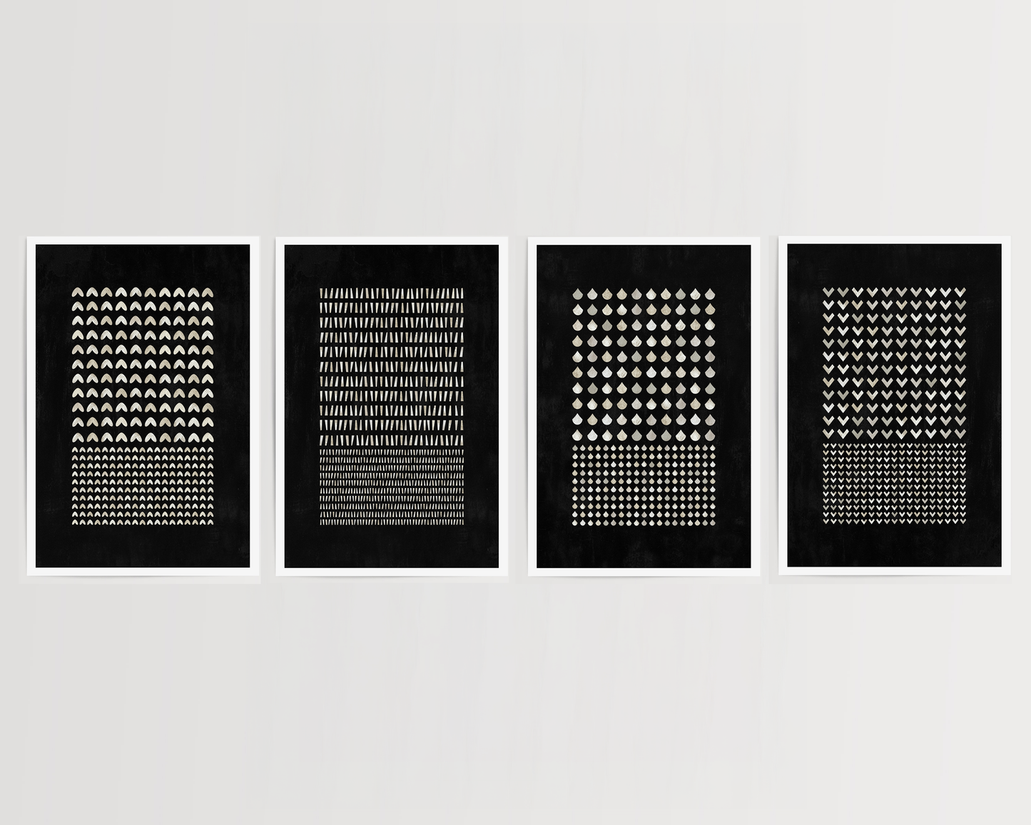 SET OF FOUR - GEOMETRIC BLACK ART PRINT