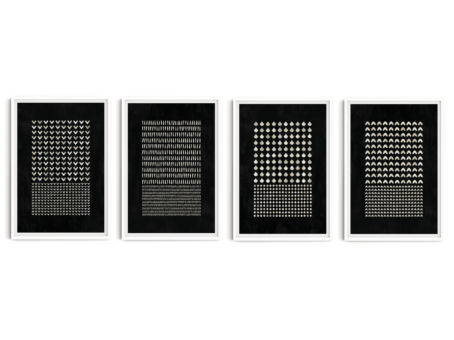 SET OF FOUR - GEOMETRIC BLACK ART PRINT