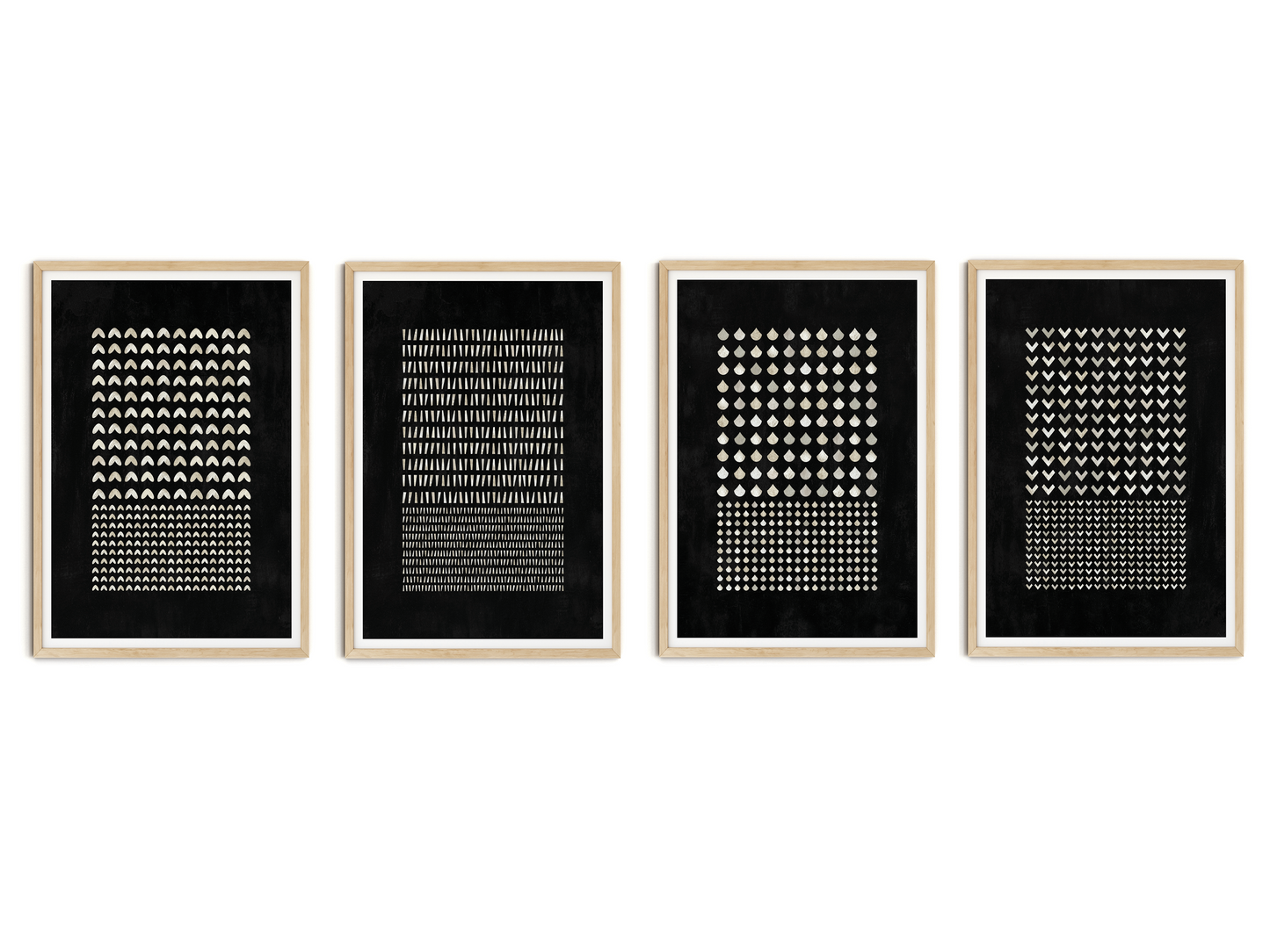 SET OF FOUR - GEOMETRIC BLACK ART PRINT
