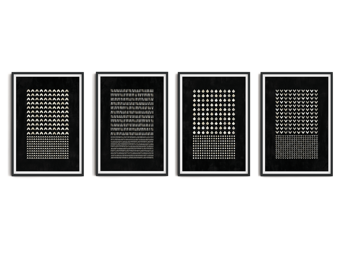 SET OF FOUR - GEOMETRIC BLACK ART PRINT