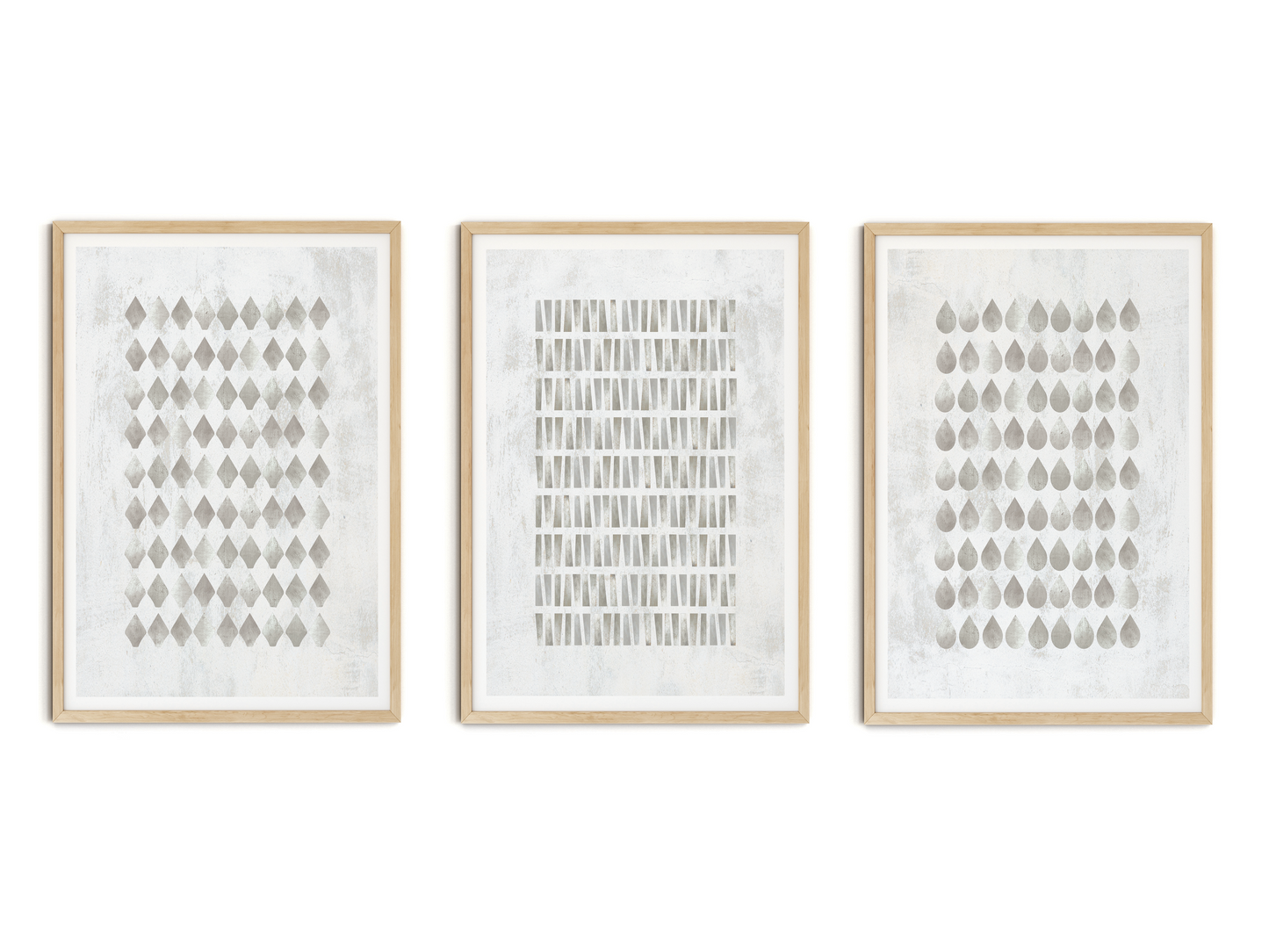 SET OF THREE - GEOMETRIC GREY ART PRINT