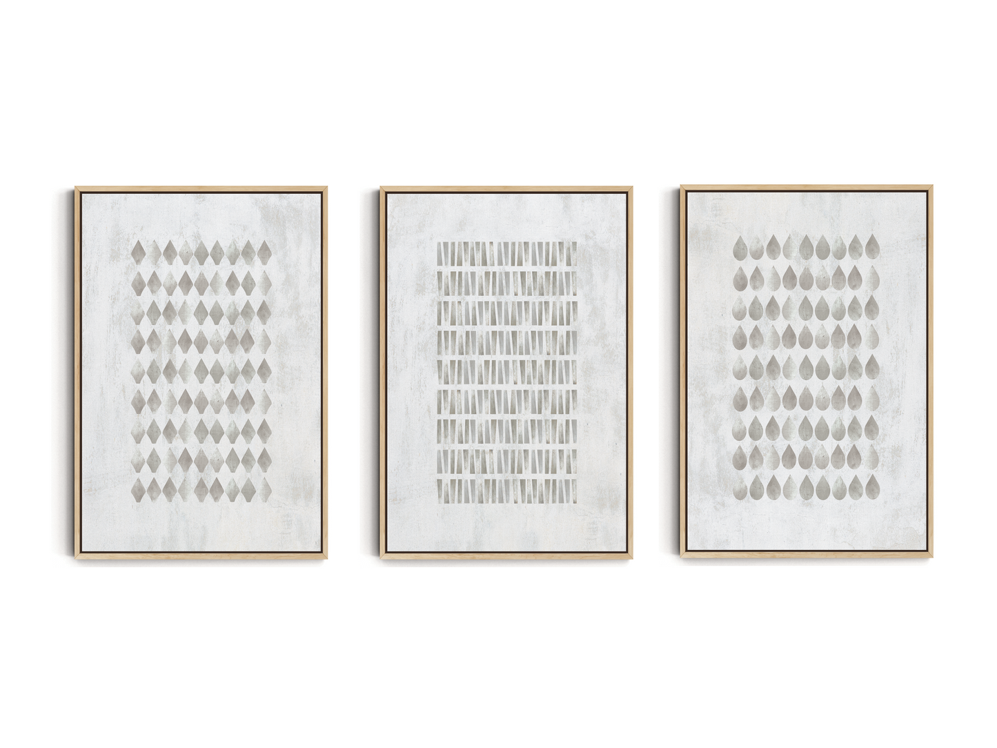 SET OF THREE - GEOMETRIC GREY CANVAS
