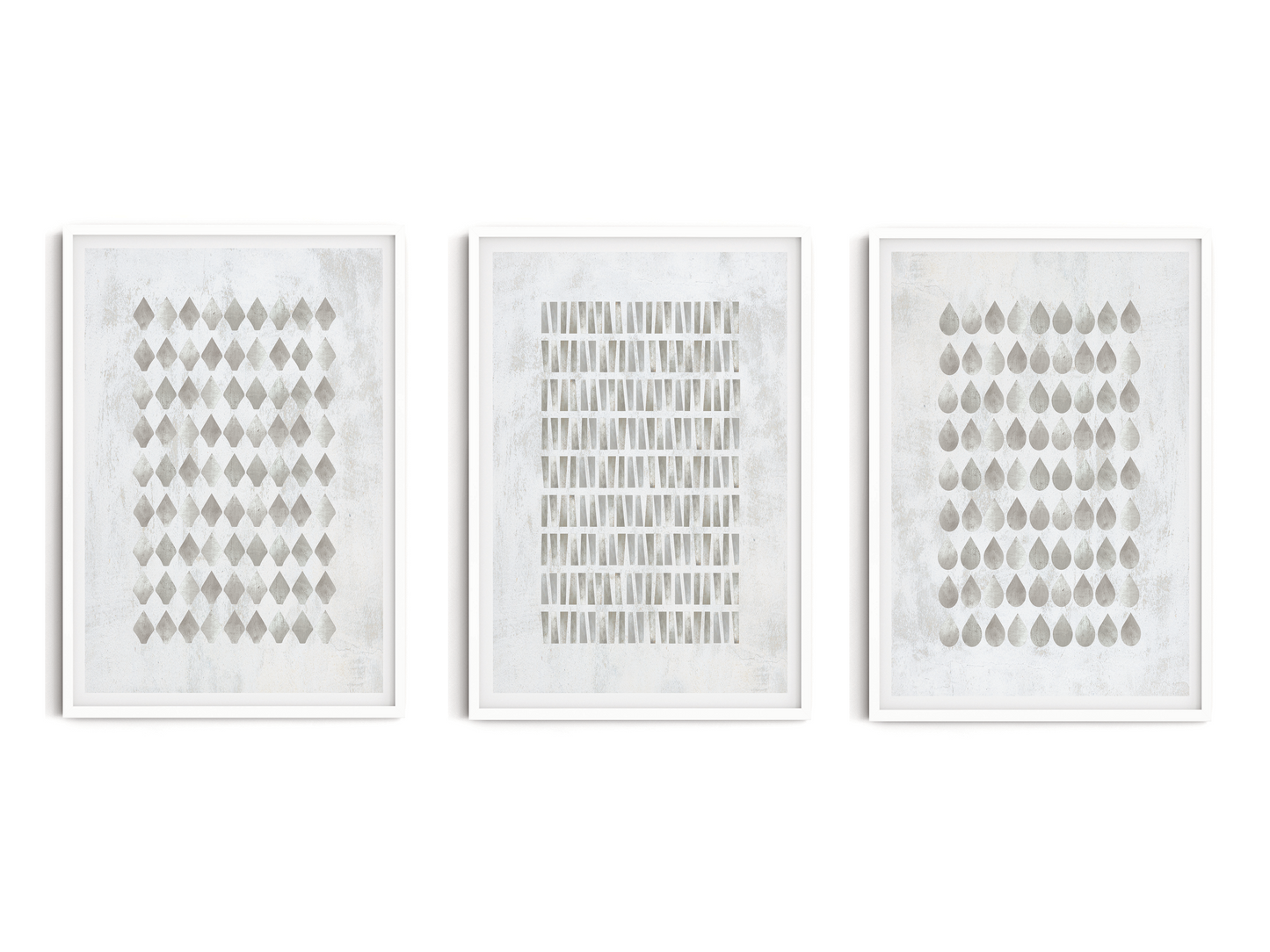 SET OF THREE - GEOMETRIC GREY ART PRINT