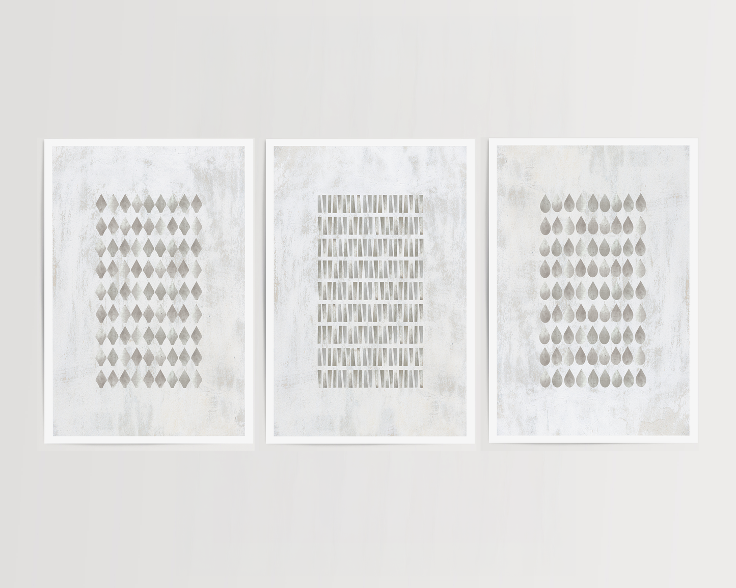SET OF THREE - GEOMETRIC GREY ART PRINT