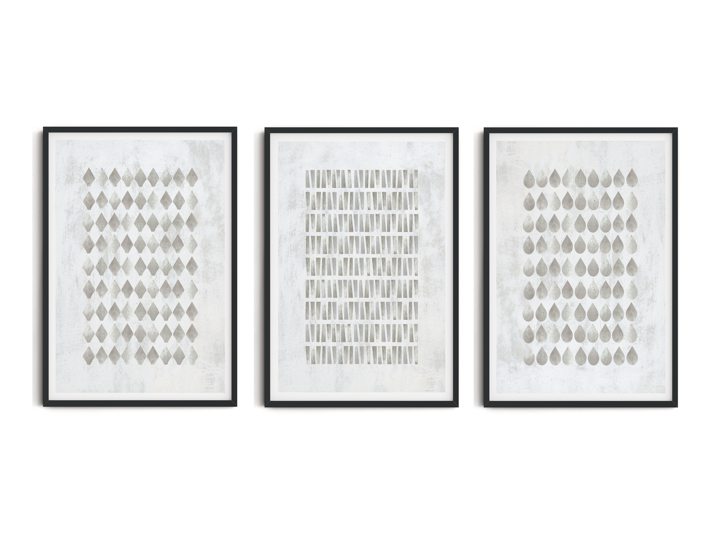 SET OF THREE - GEOMETRIC GREY ART PRINT