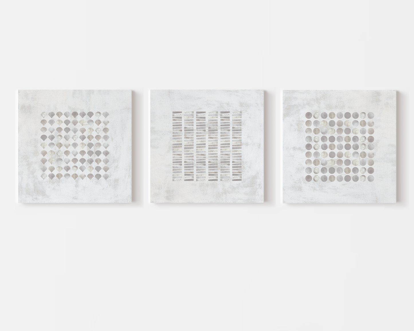 SET OF THREE - ABSTRACT GREY CANVAS
