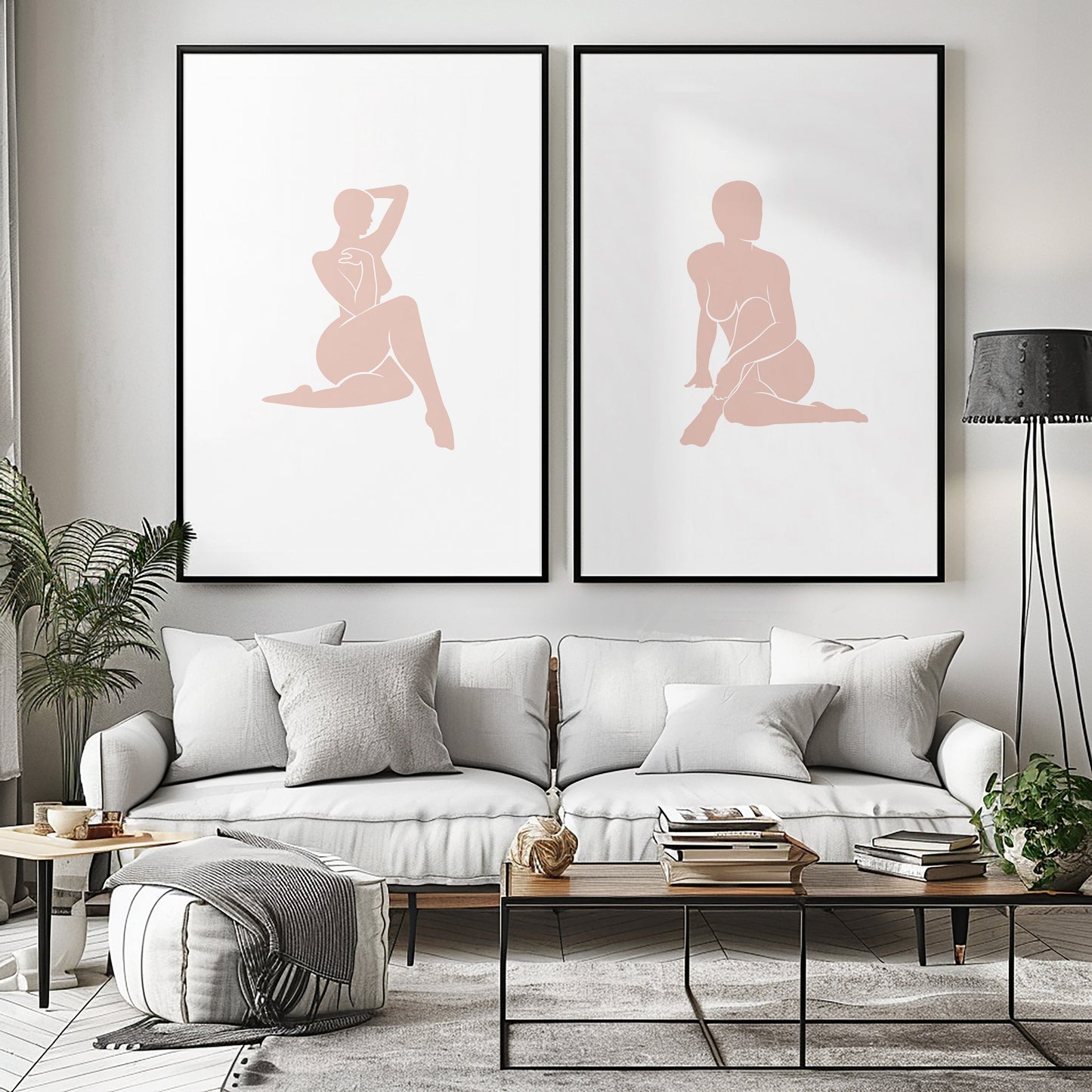 SET OF TWO - BLUSHING SILHOUETTE ART PRINTS