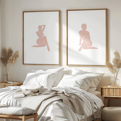 SET OF TWO - BLUSHING SILHOUETTE ART PRINTS