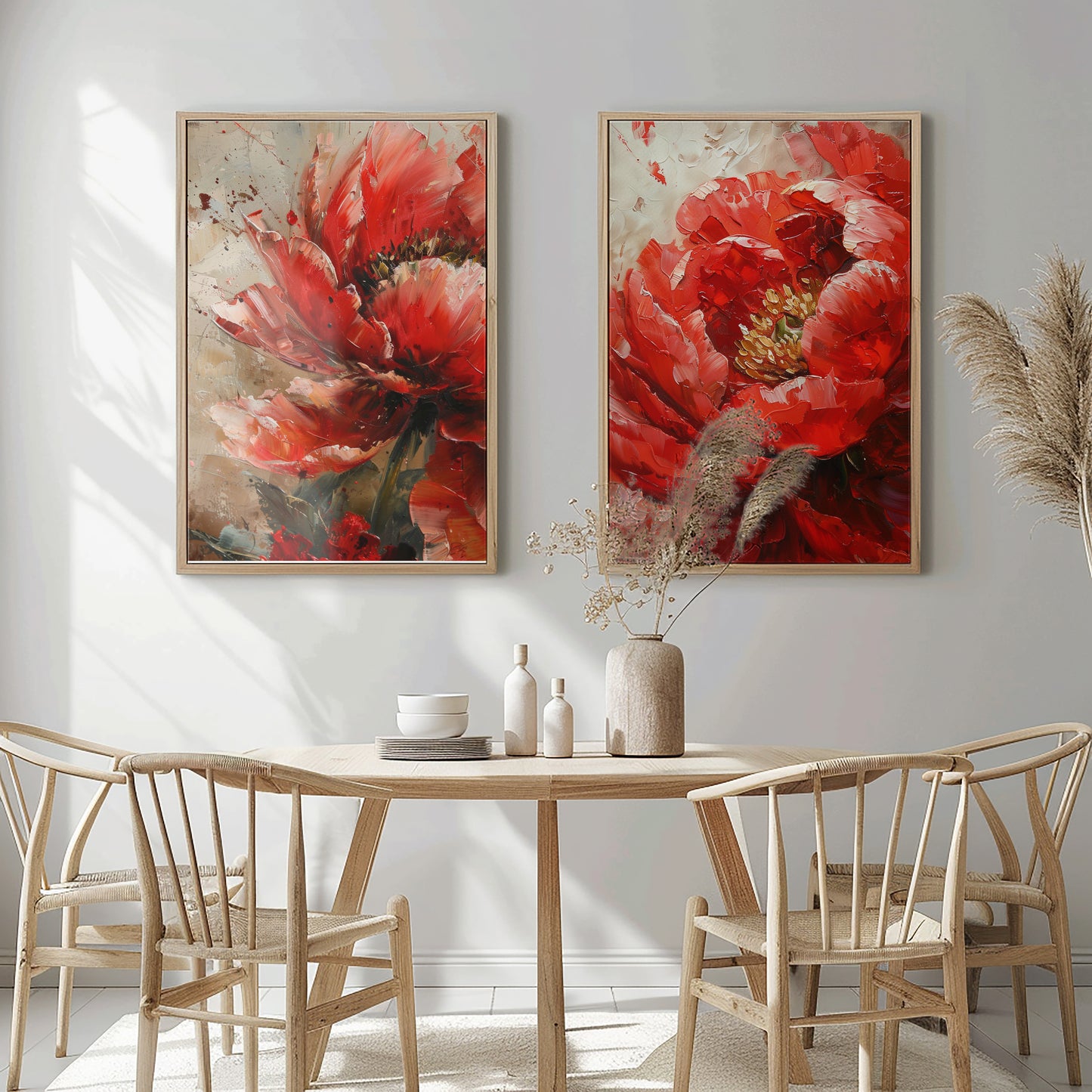 SET OF TWO - DARK PINK PEONY CANVAS