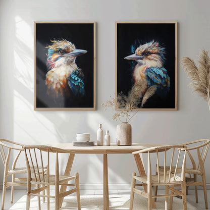 SET OF TWO - KOOKABURRA IN WATERCOLOUR CANVAS