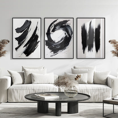 SET OF THREE - MONOCHROME CANVAS