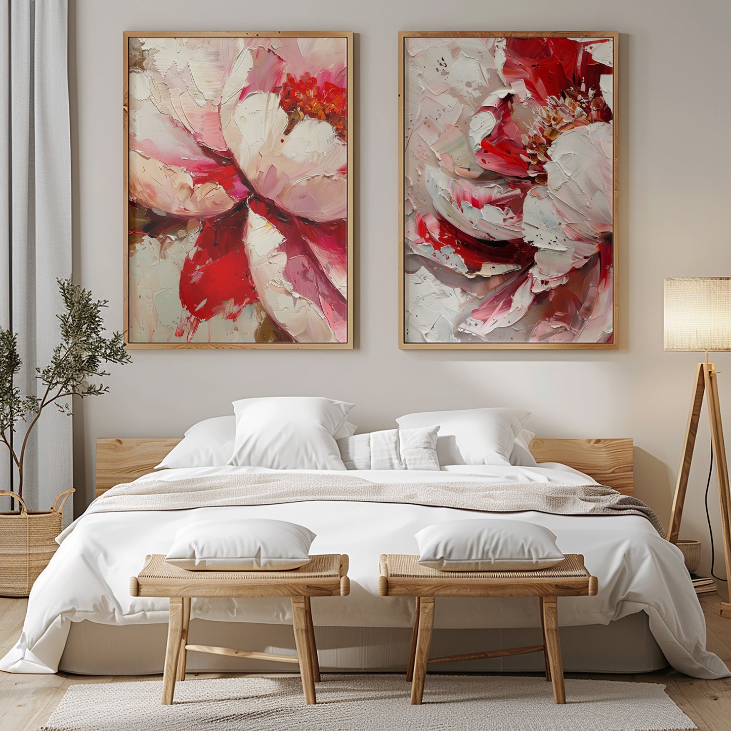 SET OF TWO - PINK PEONY CANVAS