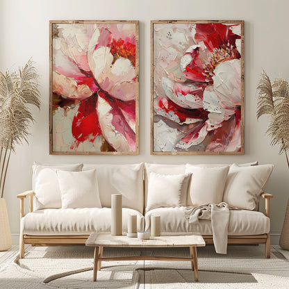 SET OF TWO - PINK PEONY CANVAS