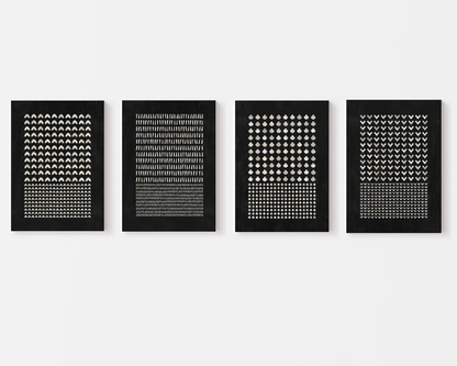 SET OF FOUR - GEOMETRIC BLACK CANVAS