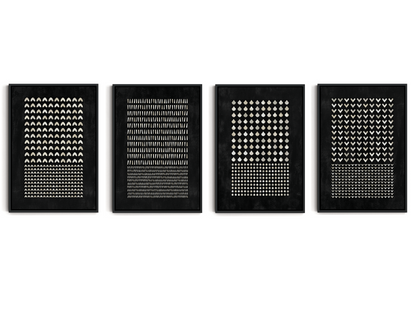 SET OF FOUR - GEOMETRIC BLACK CANVAS