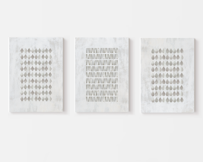 SET OF THREE - GEOMETRIC GREY CANVAS