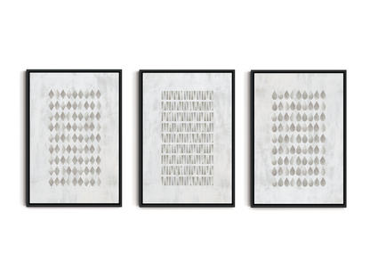 SET OF THREE - GEOMETRIC GREY CANVAS