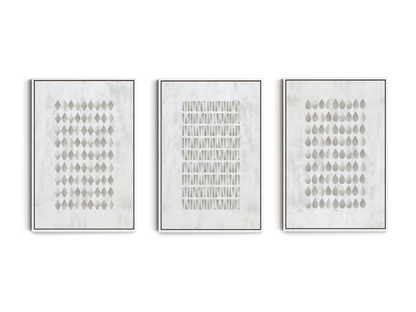 SET OF THREE - GEOMETRIC GREY CANVAS