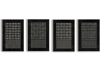 SET OF FOUR - GEOMETRIC BLACK CANVAS