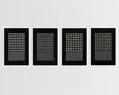 SET OF FOUR - GEOMETRIC BLACK ART PRINT