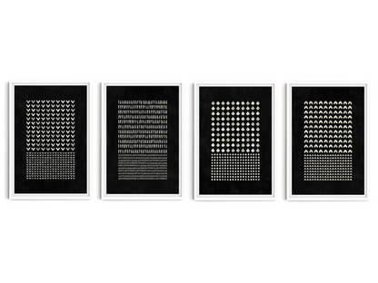 SET OF FOUR - GEOMETRIC BLACK ART PRINT