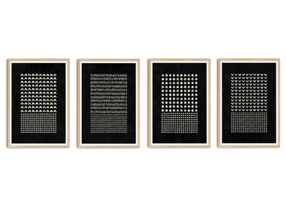 SET OF FOUR - GEOMETRIC BLACK ART PRINT
