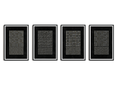 SET OF FOUR - GEOMETRIC BLACK ART PRINT