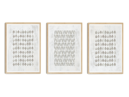 SET OF THREE -  GEOMETRIC GREY ART PRINT