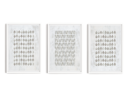 SET OF THREE -  GEOMETRIC GREY ART PRINT