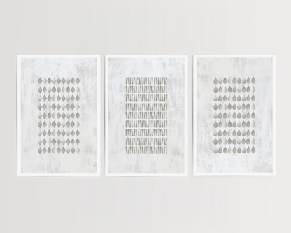 SET OF THREE -  GEOMETRIC GREY ART PRINT